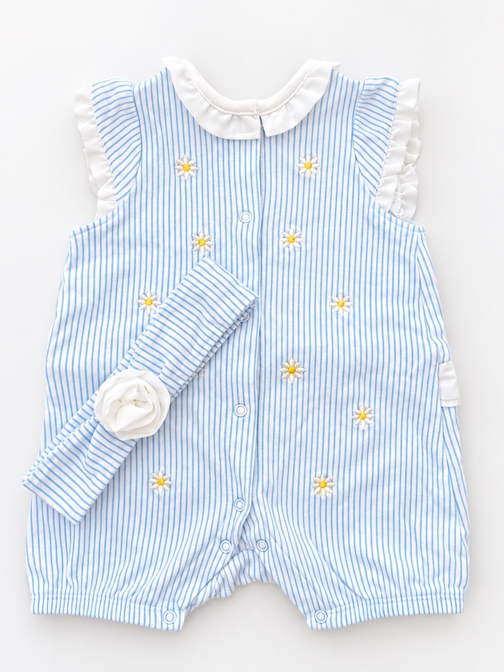 Little Me Baby Girl Striped Daisy Romper & Headband Set 9M